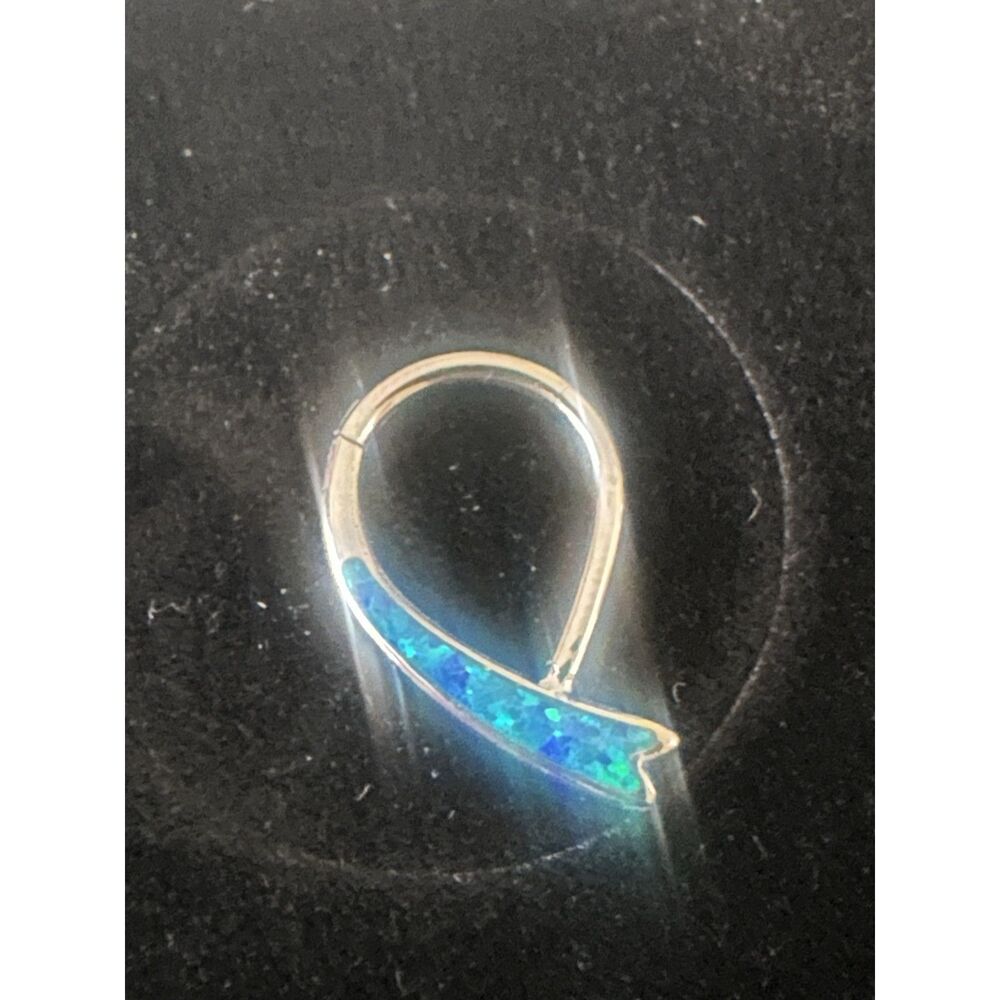 Titanium 16G 10 MM Piercing Clicker Opal Blue Septum Tragus Daith & More